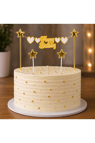 ENG PARTİ DÜNYASI Happy Birthday Zincir Banner Pasta Süsü – Pasta Üstü Dekoru