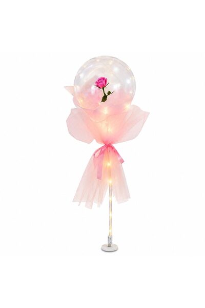 Flippy Balon Cadou cu Trandafir Roz, Flippy, Tip Popo Ball 22 inch, Tulle si ...