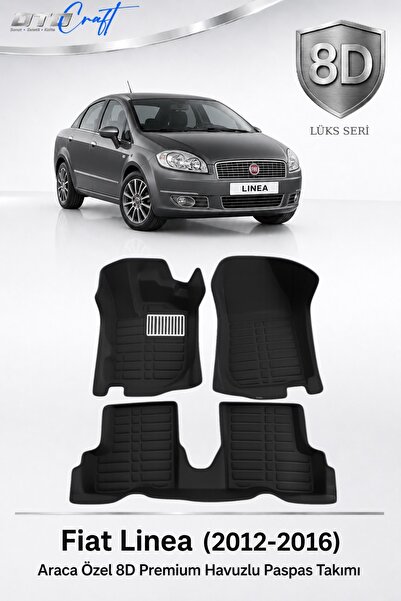 OTOCRAFT Fiat Linea 2012-2016 Araca Özel 8D Havuzlu Oto Paspas Takımı Siyah T...