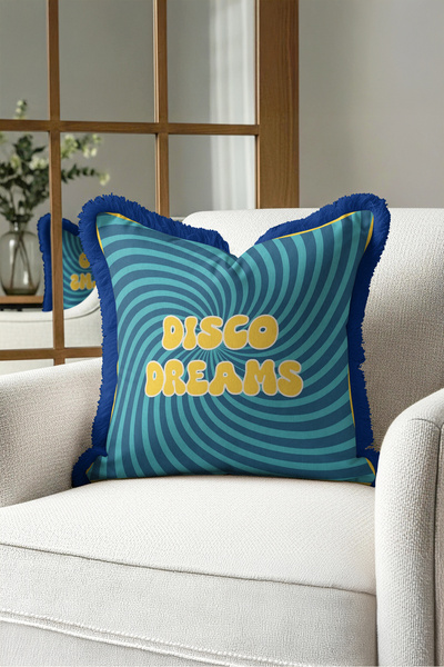 Evimde Bambaşka Retro Disco Dreams jastučnica sa resama - energična pop art t...