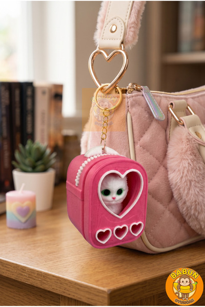 Babun Oyuncak Çantalı Kedi Çanta Charm Bag Charm & Anahtarlık Sevimli Hayvan Oyuncak - Trend Çanta Süsü