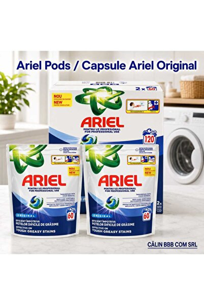 Ariel Set Pods Original capsule detergent pentru rufe – 2 x 60 capsule, total...