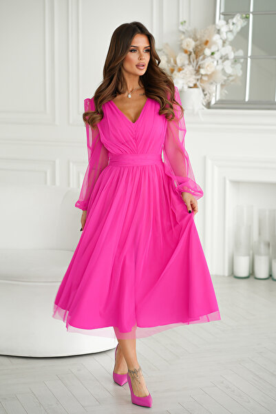 OEM Rochie Dama Midi, Poliester, Bicotone, Zmeuriu Model 269-17
