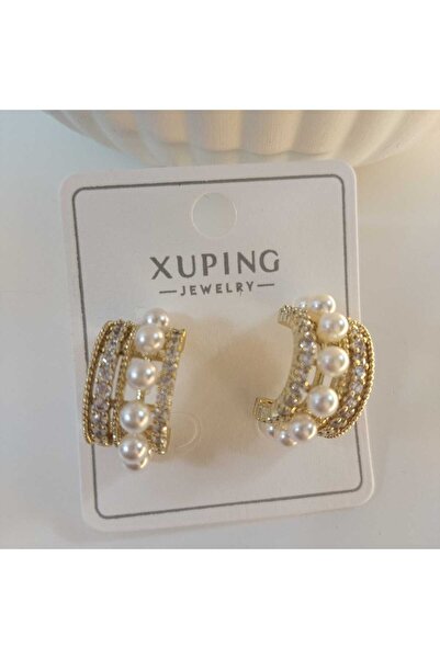 XUPING JEWELRY أقراط مرصعة بحجر الزركون بتصميم لامع كاللؤلؤ