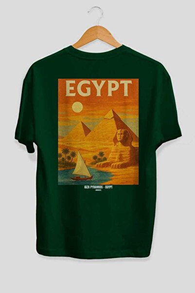 Ankhises Πυραμίδες της Γκίζας Πράσινο Oversize Country City T-shirt με στάμπα...