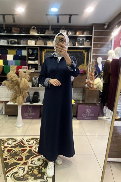 HÜMEYRA BUTİK فستان بتفاصيل شريطية على الأكمام