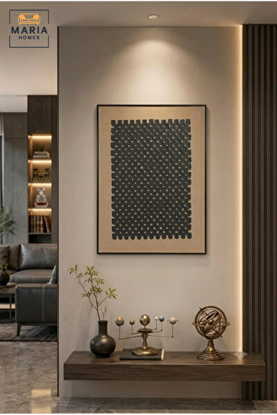 MARIA HOMES لوحة فنية جدارية عصرية بتصميم تجريدي ونسيج مميز مع إطار أسود نحيف...