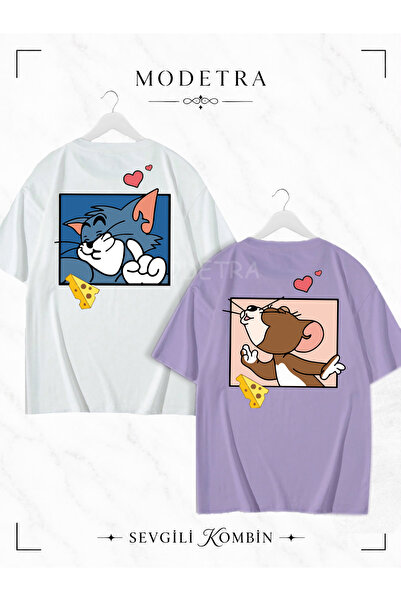 Modetra Women Men Unisex Tom and Jerry Square Back Printed Lover Couple Combi...