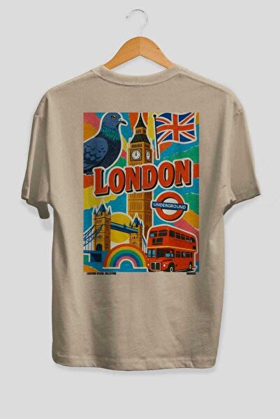 Ankhises Λονδίνο Αγγλία Μπεζ Oversize Country City Μπλουζάκι Unisex με στάμπα...
