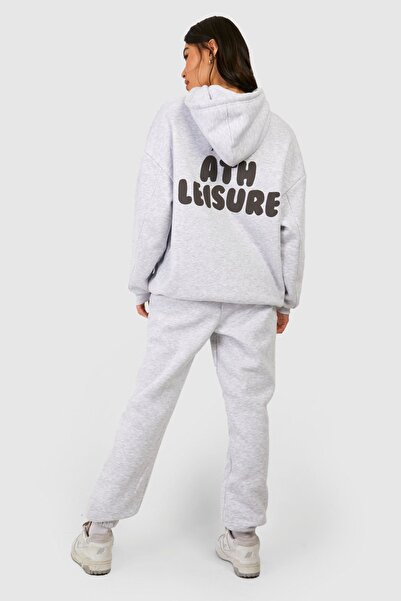 Boi Ath Leisure Tracksuit Set - Gray Printed Suit Jogger Sweatshirt Rubber Le...