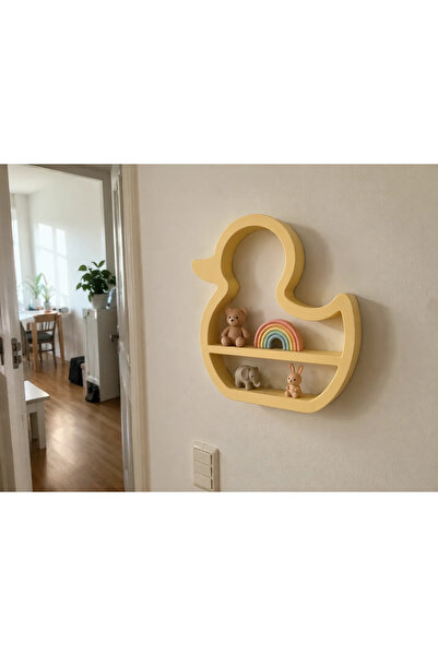 Baby Darling %100 Doğal Ördek Dekoratif Raf - Figür, Araba, Mini Oyuncak Standı (26cm Yükseklik)