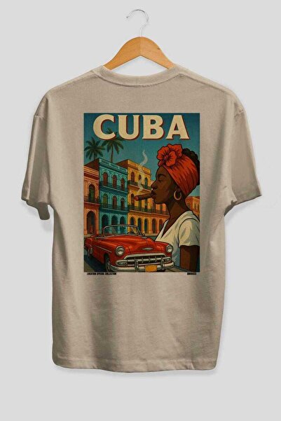Ankhises Μπλουζάκι Cüba Beige Oversize Country City με στάμπα στην πλάτη, Uni...