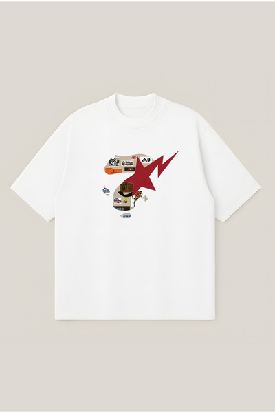 Moon Dancer Μπλουζάκι Bape Red Star με στάμπα, Oversize Boxy Cut, Unisex, 100...