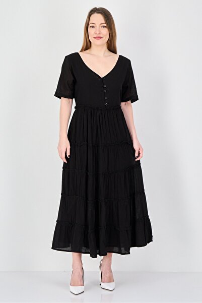 Epiphany Women Solid Midi Dress, Black