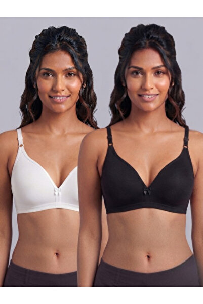 Eden By Styli Pack of 2 - Non-Padded Non Wired Cotton Blend T-Shirt Bra