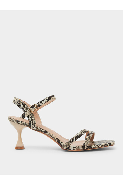 Styli Snakeskin Print Stiletto Heel Sandals