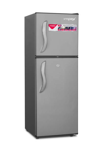 IMPEX IRF220S 220L Direct Cool Double Door Refrigerator Dark Grey Glass Shelf...