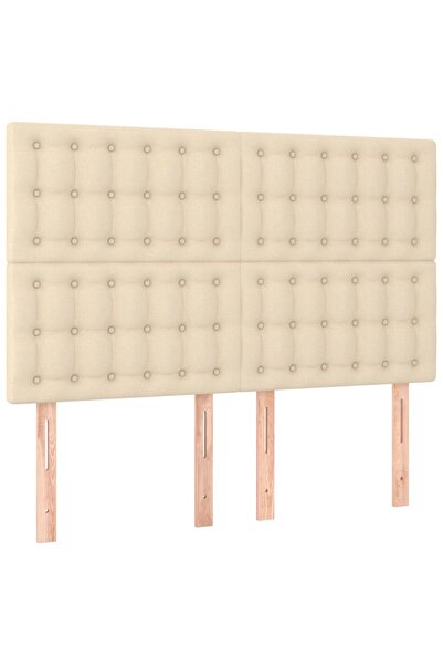 vidaxl Tăblie de pat crem 144x5x118/128 cm, material textil