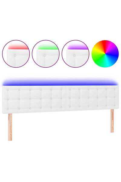 vidaxl Tăblie de pat cu LED, alb, 160x5x78/88 cm, piele ecologică