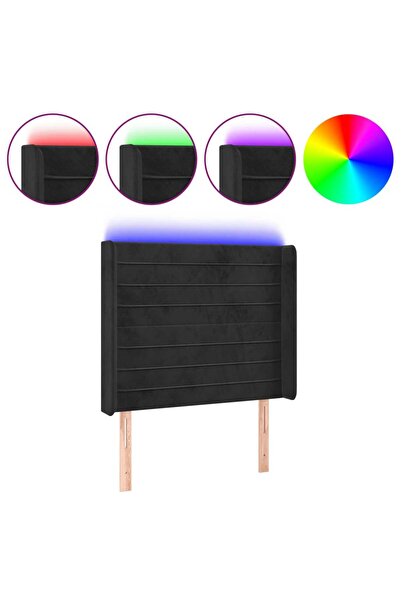 vidaxl Tăblie de pat cu LED, negru, 103x16x118/128 cm, catifea