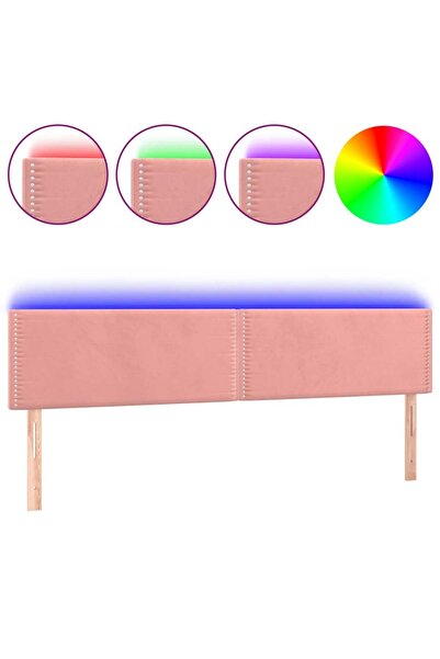 vidaxl Tăblie de pat cu LED, roz, 180x5x78/88 cm, catifea