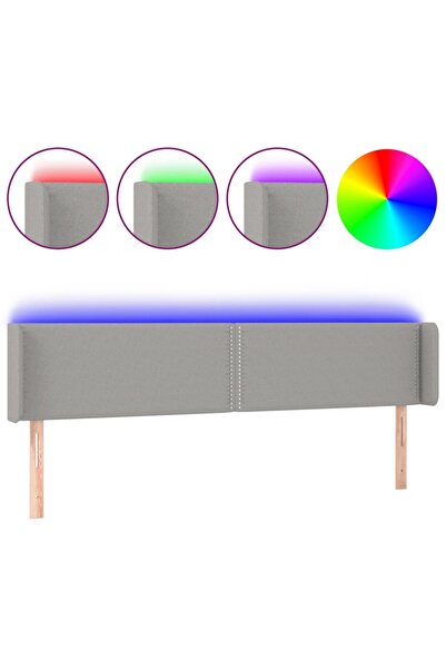 vidaxl Tăblie de pat cu LED, gri deschis, 203x16x78/88 cm, textil