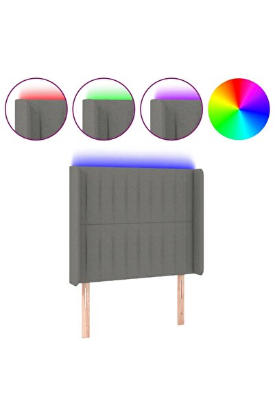 vidaxl Tăblie de pat cu LED, gri închis, 103x16x118/128 cm, textil