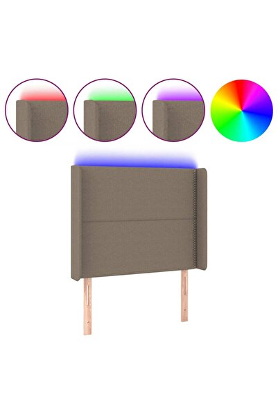vidaxl Tăblie de pat cu LED, gri taupe, 103x16x118/128 cm, textil