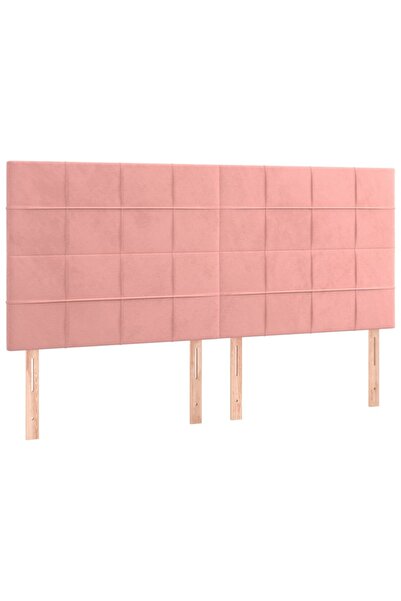 vidaxl Tăblie de pat roz 200x5x118/128 cm catifea