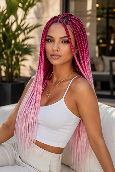 Makromehome Pembe Ombre Afrika Örgü Saçı Sentetik Kanekalon Saç Kaynağı 165 g...