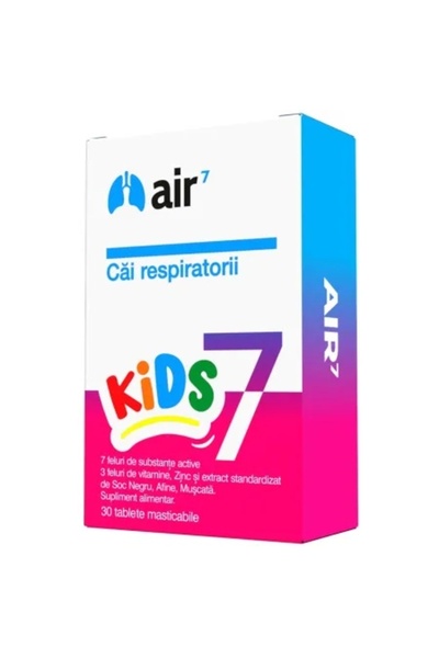 Pharma Air 7 Kids cai respiratorii, 30 tablete masticabile, Green Splid