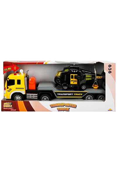 Maxx Wheels Set transportator cu elicopter, Maxx Wheels, Negru, 1:16