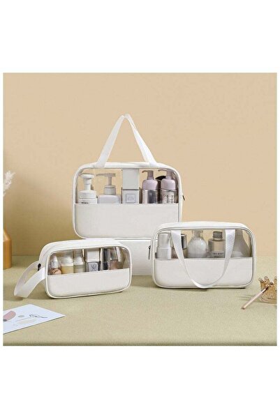 Arabest 3-Piece Clear Cosmetic Bag,Vinyl Air Travel Toiletry Bags,Water Resis...