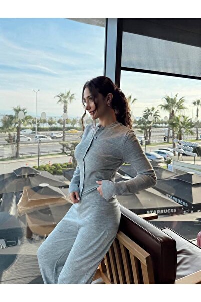 De Pose Button Detailed Pajama Cardigan Knitwear Set