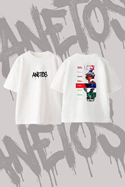 Anetos The Weeknd_76 Design Back Printed Cotton White Oversize T-Shirt