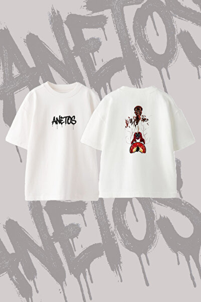 Anetos The Weeknd_106 Design Back Printed Cotton White Oversize T-Shirt