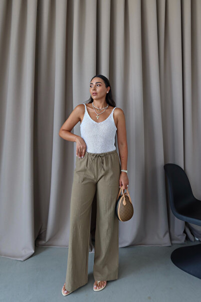 Özge Özgenç Linen Look Elastic Waist Pants