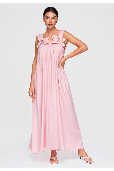 OMBRE Women's Maxi Dress with Wide Straps and Open Back OW-DLR-E0014