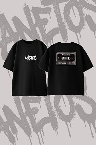 Anetos Theweeknd Houseofballoons Design Back Printed Cotton Black Oversize T-...