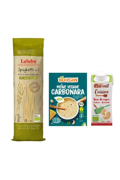 Biovegan Pachet Vegan Bio Spaghetti Carbonara – Spaghete LaSelva, Sos Carbona...