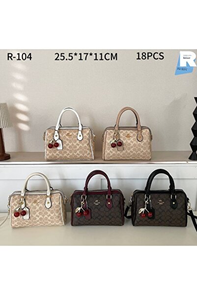 Relax for bags Luxury Women's Boston Handbag with Ring Pattern and Cherry Dec...