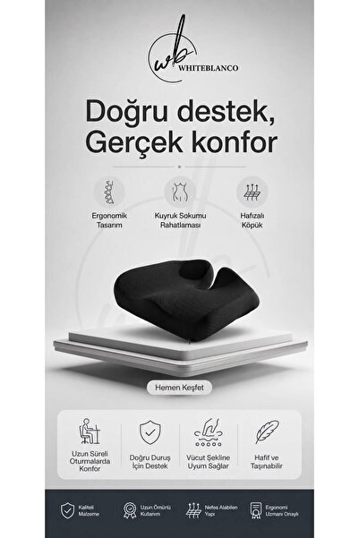 WHITEBLANCO New Generation Orthopedic Sitting Cushion Ergonomic Cushion with ...