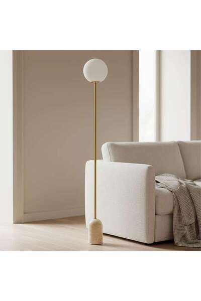 PAN HOME Gelmore E27 Travertine Base Floor Lamp 20x150cm - Natural