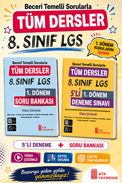 Ata Yayıncılık 8.Sınıf Beceri Temelli Sorularla Tüm Dersler 1.Dönem Soru Bank...