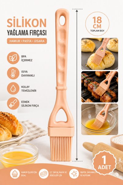 KEA Silikon Mutfak Fırçası Yağlama ve Sos Sürme Fırçası Isıya Dayanıklı 18 cm