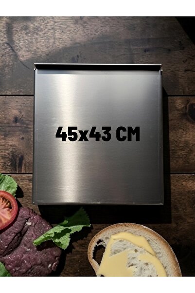 Premium 304 Paslanmaz Çelik Hamburger Izgara Pleyti 45x43 cm (3 mm) - Smash Burger, Köfte ve Barbekü Plakası