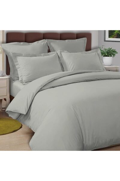 PIZUNA غطاء لحاف قطني مقاس مفرد 140×200 سم فضي، غطاء لحاف من القطن طويل التيل...
