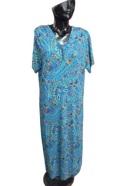 STAR CİTY V-Neck Short Sleeve Combed Cotton Dress