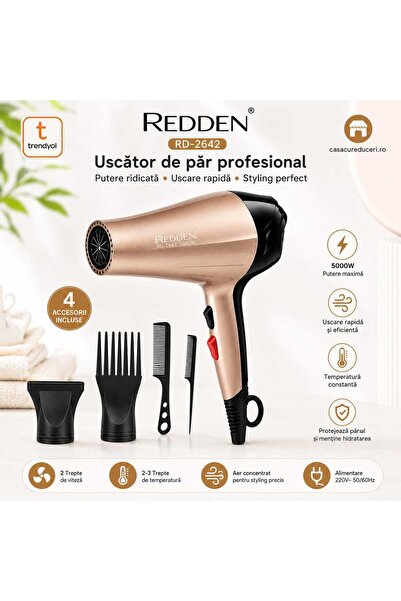ANY SHOP MARKET Uscător de păr profesional REDDEN RD-2642, 2 trepte de viteză...