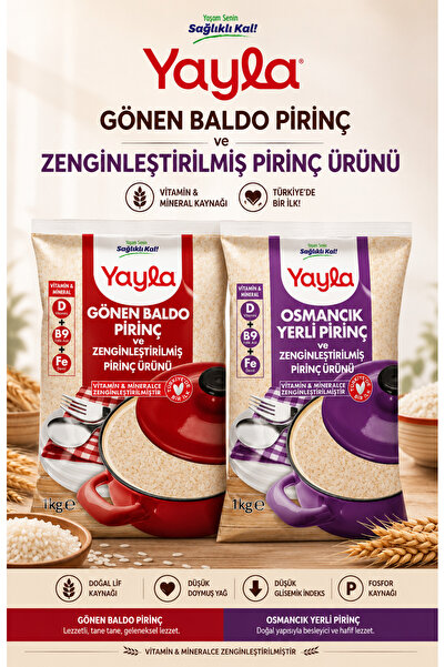 Yayla Gönen Ve Osmancık Baldo Pirinç ve Zenginleştirilmiş Pirinç Ürünü 2 Kg